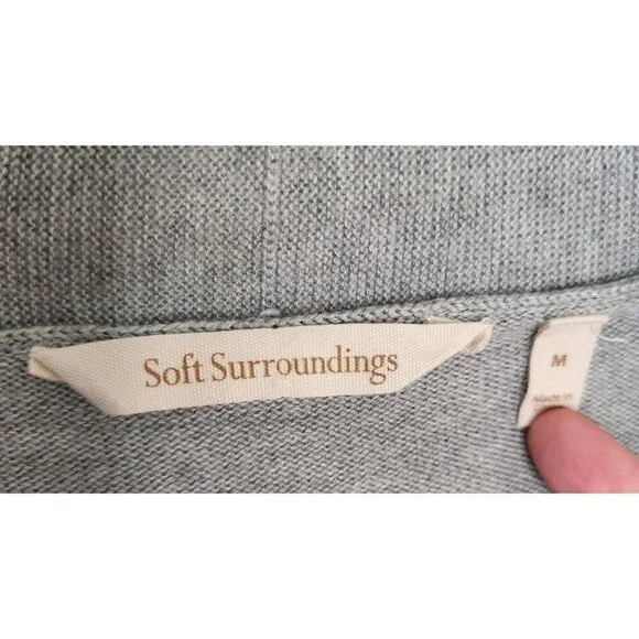 SOFT SURROUNDINGS Gray Stars Cashmere Blend DUSTER Open Cardigan Sweater Sz M - Picture 3 of 5